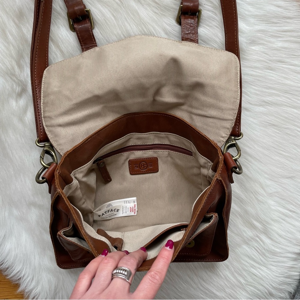 Fat Face Brown Leather Satchel Crossbody Bag - Picture 8 of 13